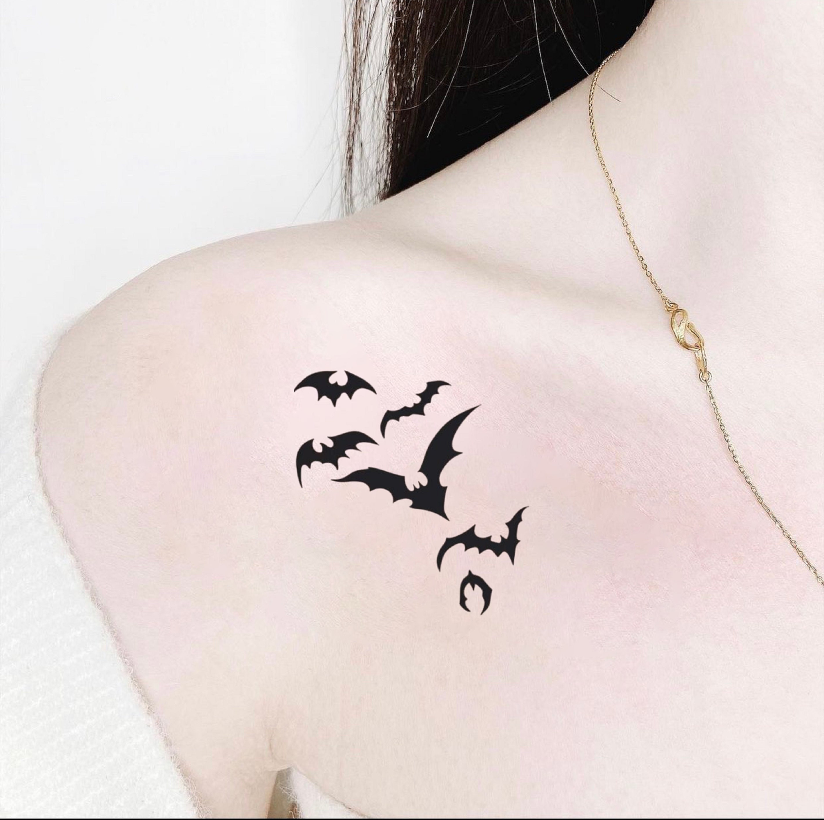 Bat Tattoo Silhouette Drawing Night Scene symmetry fauna wildlife png   PNGWing