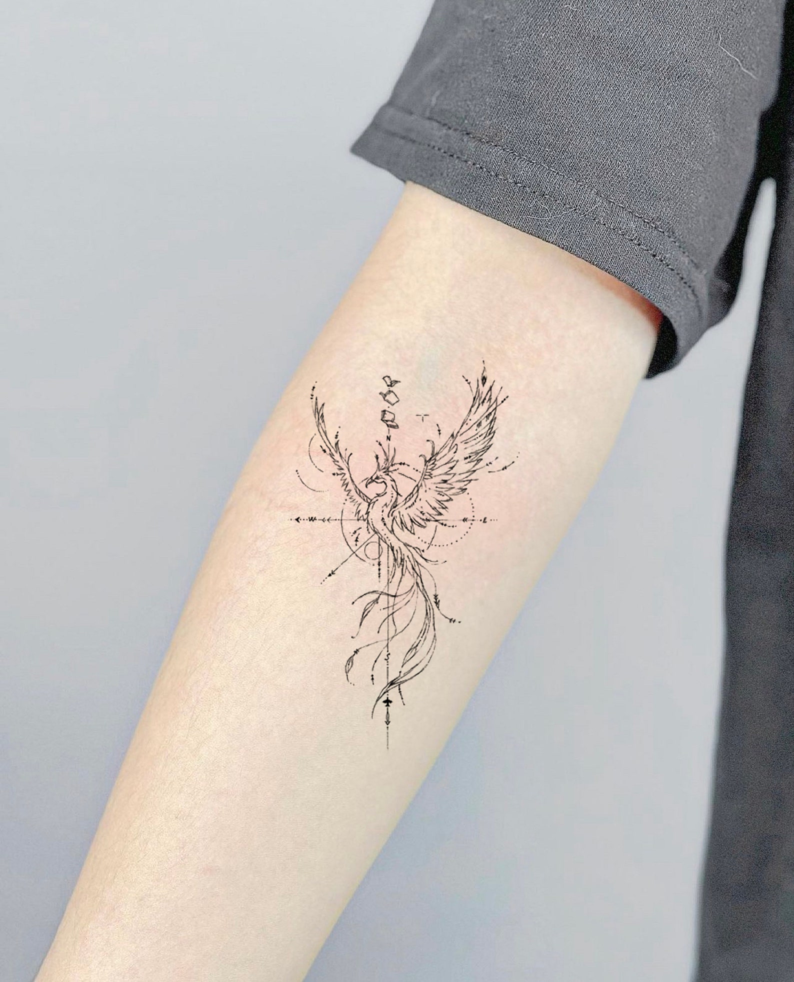 Phoenix Temporary Tattoo Phoenix Tattoo Animal Fake Tattoo Etsy