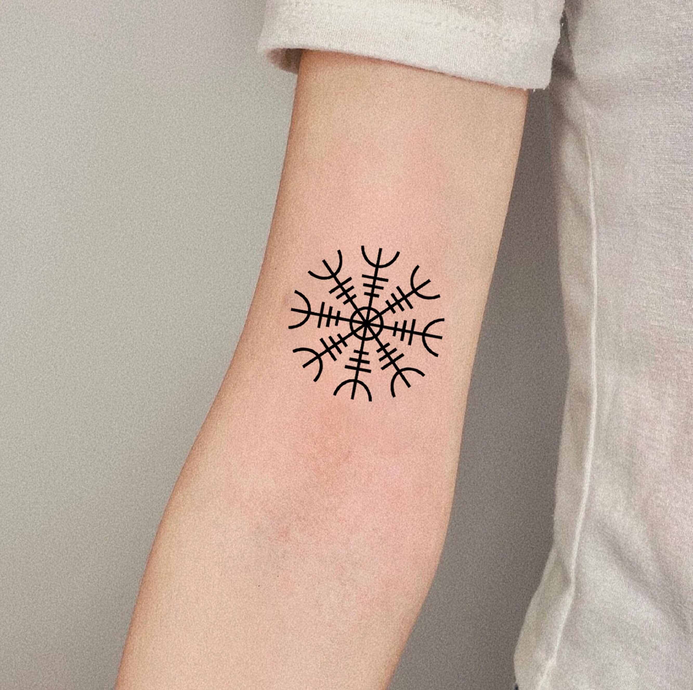 Aegishjalmur Tattoo Temporary Tattoo Fake Tattoo Black - Etsy Finland