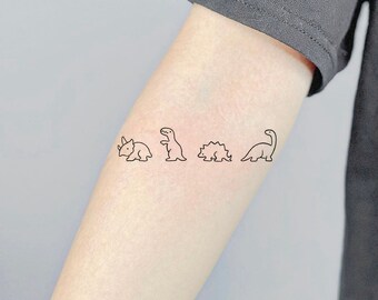 Teeny dinosaurs for Mia Thank you so much for having me tattoo ur cute  designs on you hunterandfoxtattoo fineline  Line tattoos Tattoos  Fine line tattoos