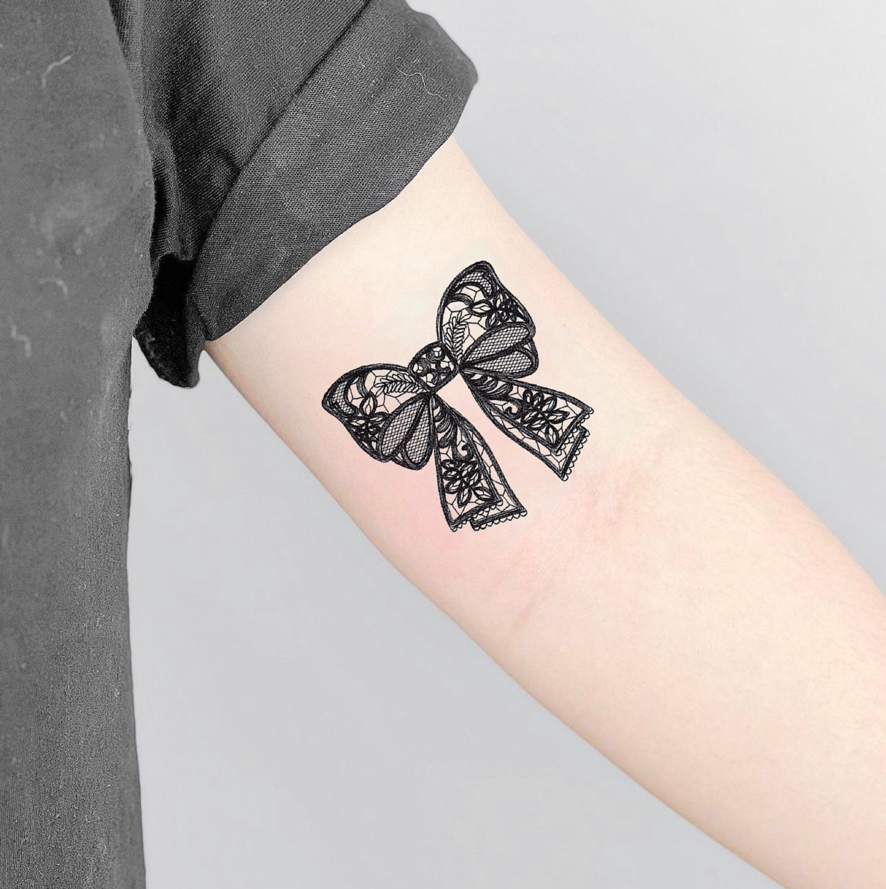 lace bow tattoo designs