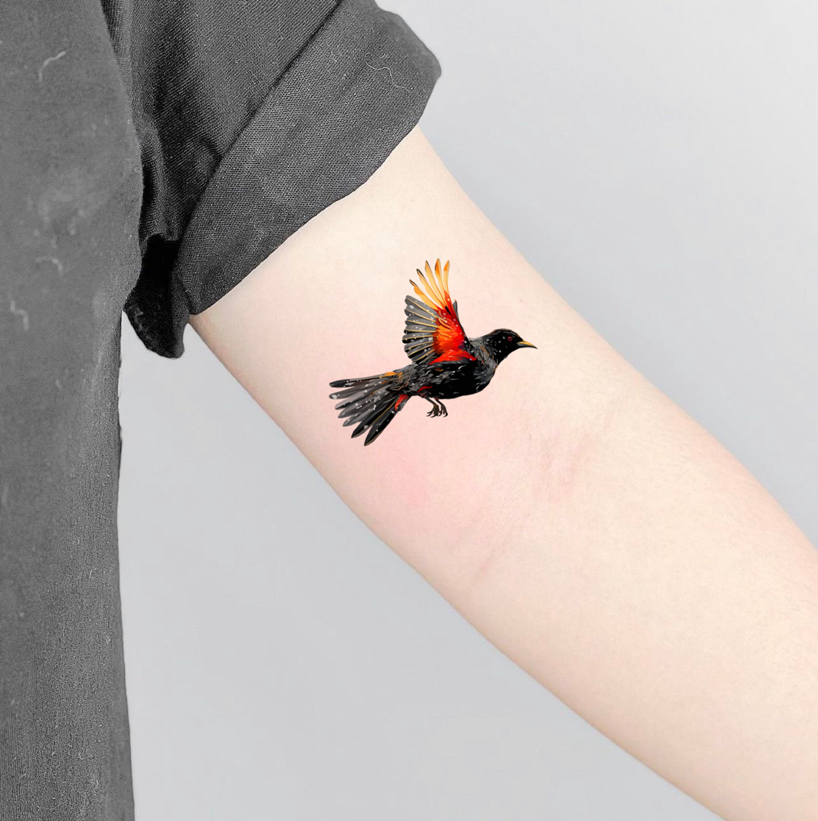 Red Winged Blackbird Temporary Tattoo Bird Tattoo Fake - Etsy