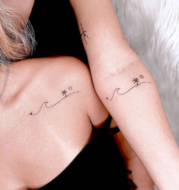 Waves Matching Tattoo With Best Friend Fake Tattoo for Girl - Etsy Australia