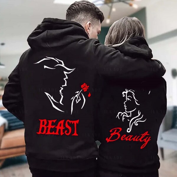 Her Beast His Beauty, Unisex Couple Matching Hoodie, Love Tees, Gift for  Valentine's Day, Gift for Him Her, Birthday Gift, Gift for Him Her