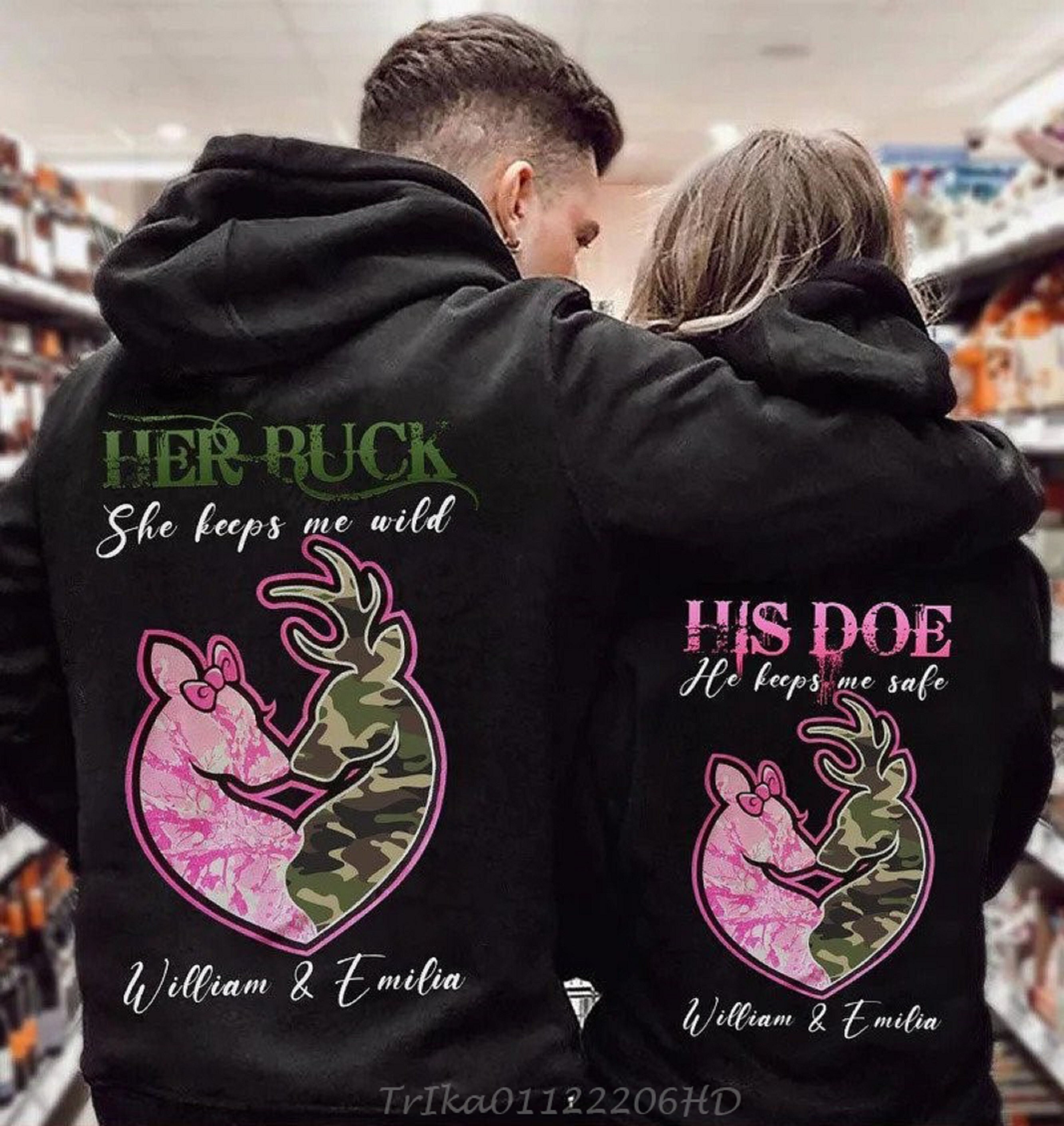 Personalized Her Buck His Doe Couple Hoodie Deer Couple - Etsy Singapore