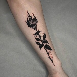 Fire Rose Tattoo  Etsy