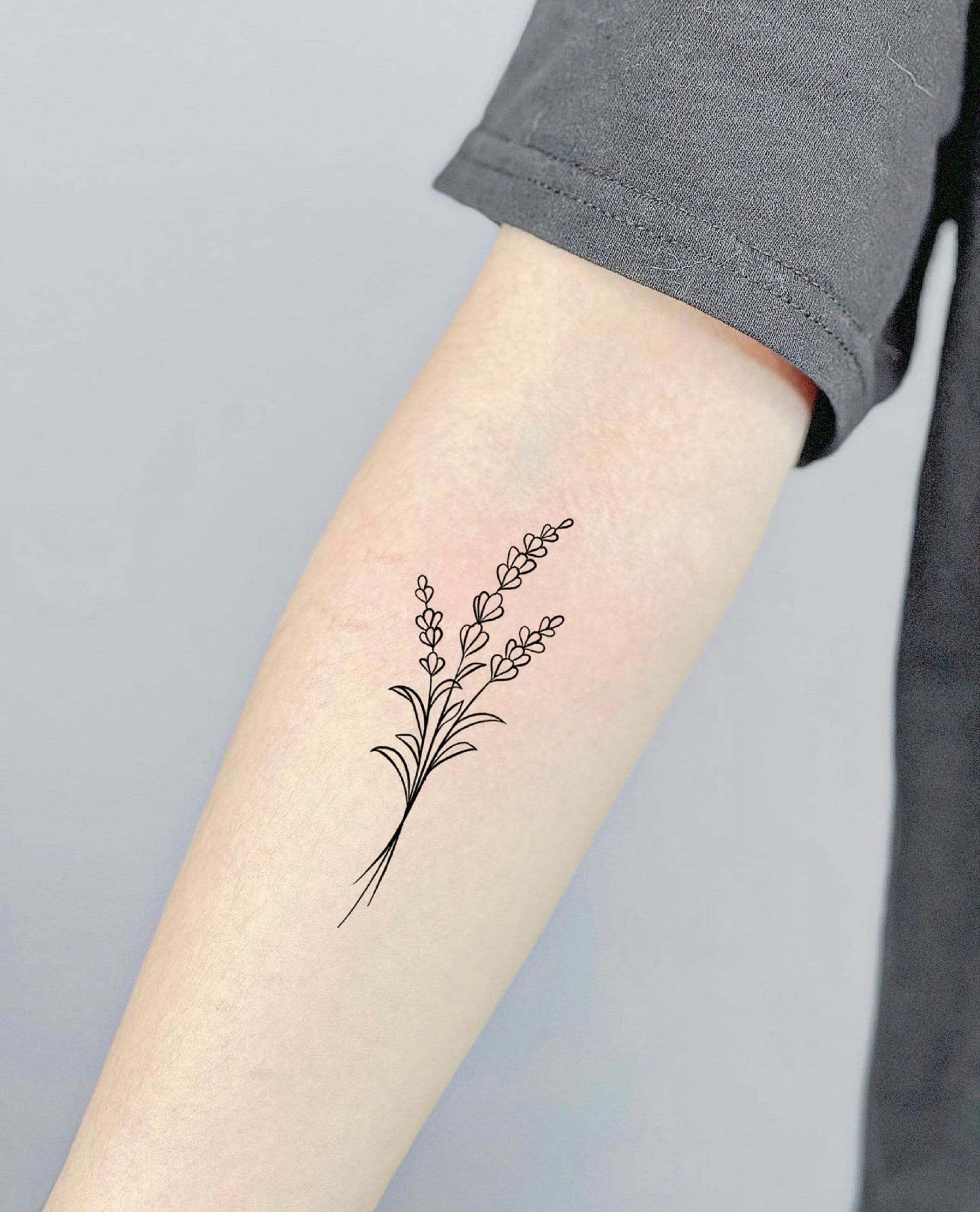Fine Line Lavender Tattoo Temporary Tattoo Symbols Tattoo - Etsy