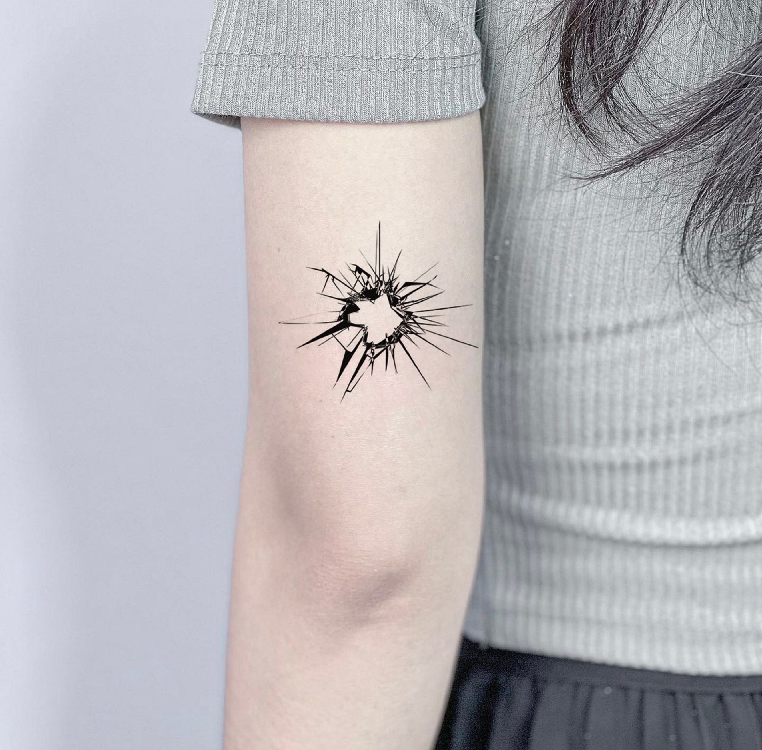Broken Glass Temporary Tattoo Cracked Glass Fake Tattoo - Etsy