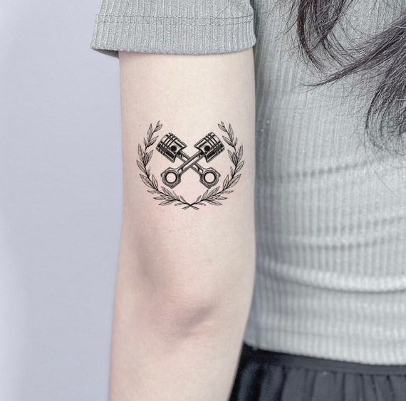 Skull with Piston tattoo by Demon Tattoo  Post 4432