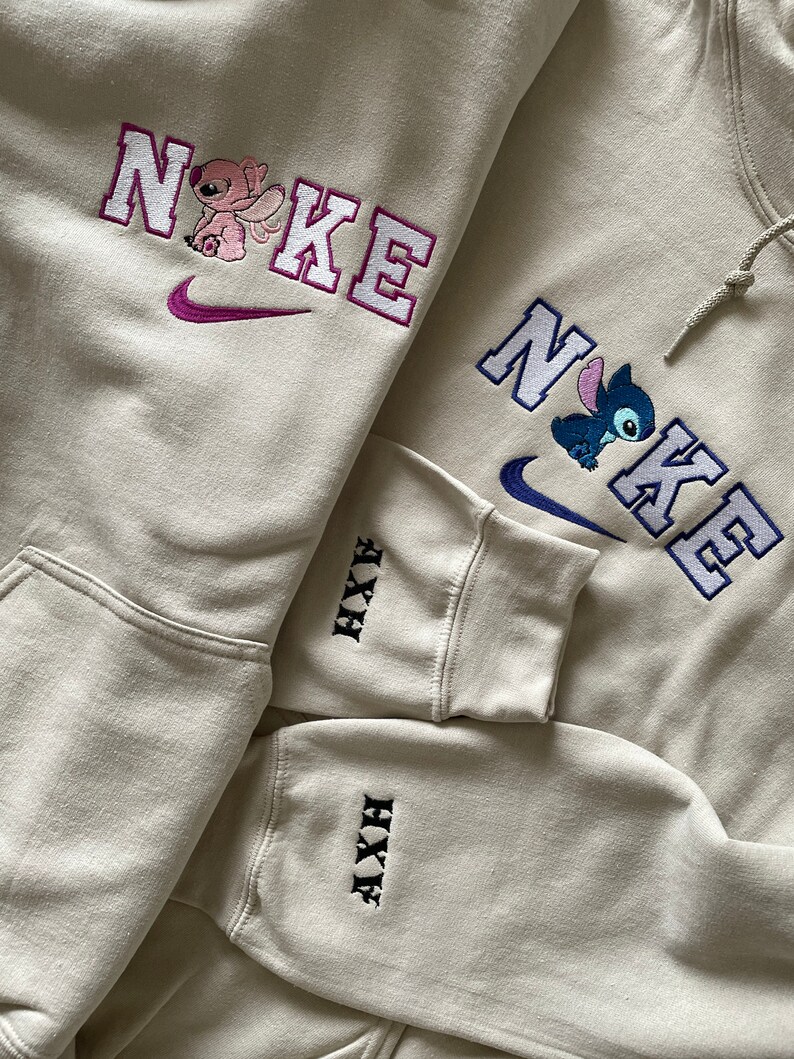 Stitch/angel Nike Inspired Hoodie | Etsy UK