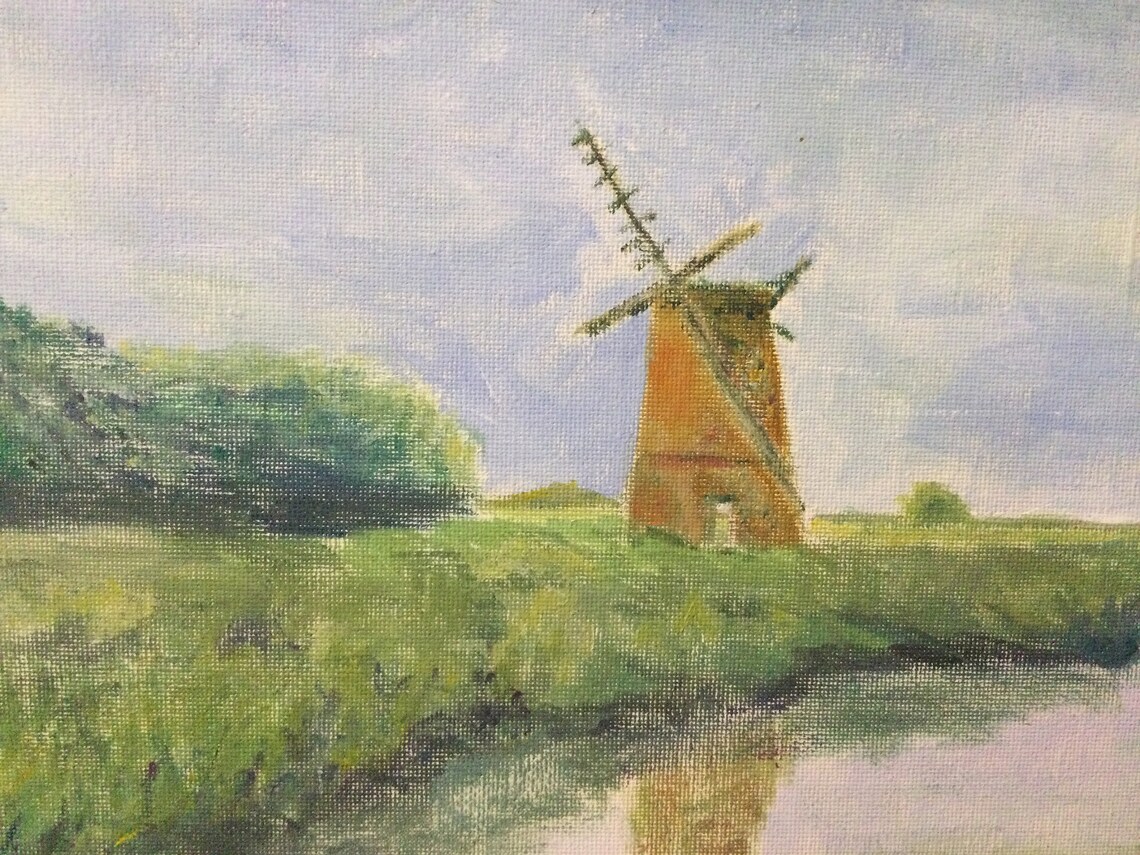 Windmill on the Norfolk Broads Original Oil Painting on Canvas Etsy