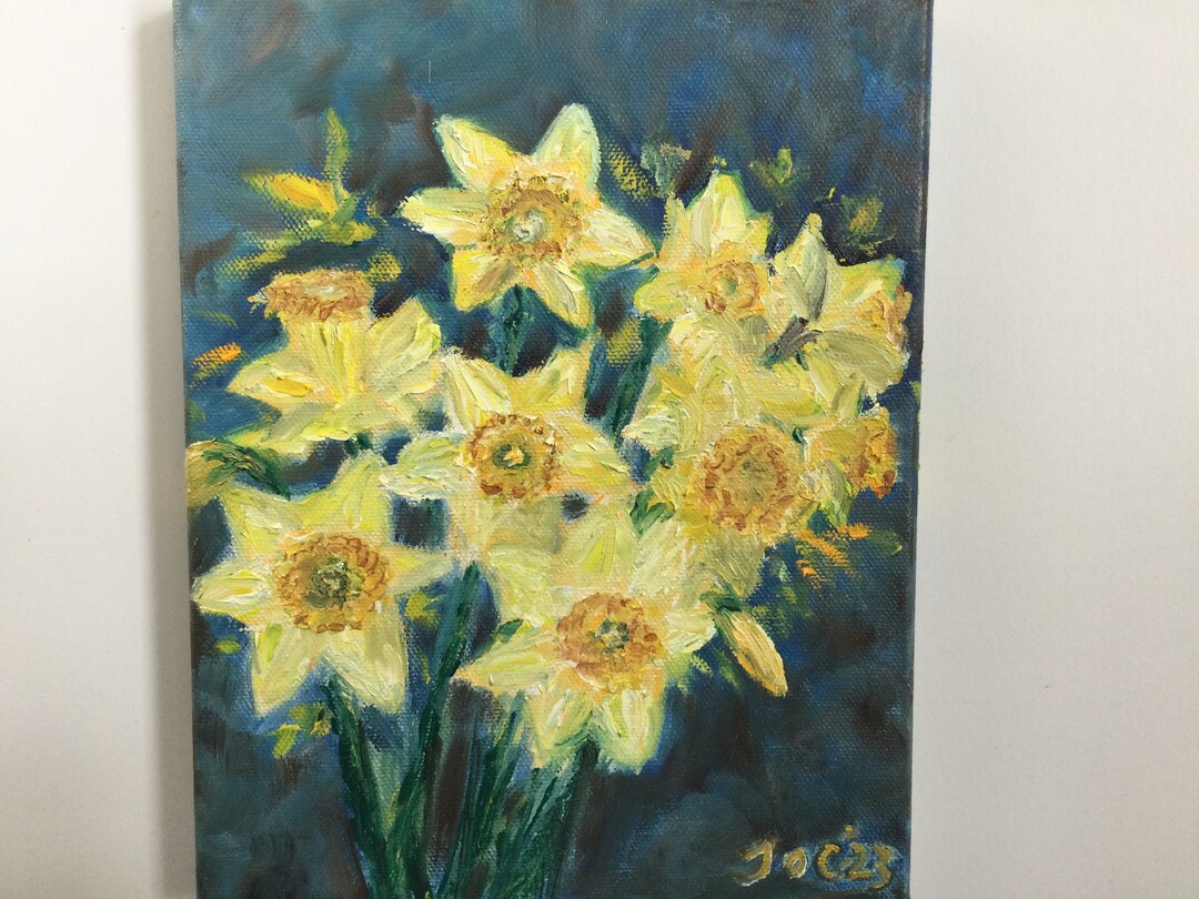 Daffodils Original Oil Painting on Box Canvas 8x10inches - Etsy