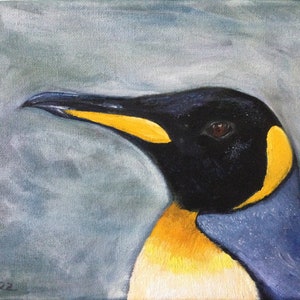 King penguin original oil painting on box canvas