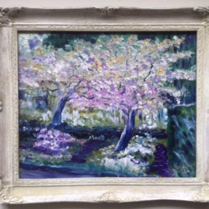 Cherry blossom, framed original oil painting on canvas board 8x10inches