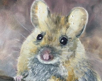 Peinture de souris, art animalier original, peinture à l'huile sur toile