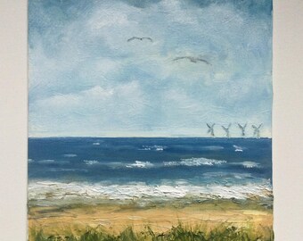 Sea view, original oil painting on canvas board 8x10inches, seascape