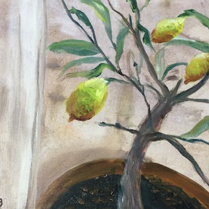 Precious lemons, original oil painting on box canvas 10x12"