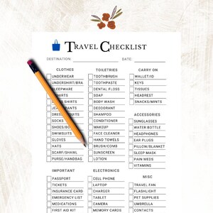 Travel Packing Checklist: Printable PDF Download