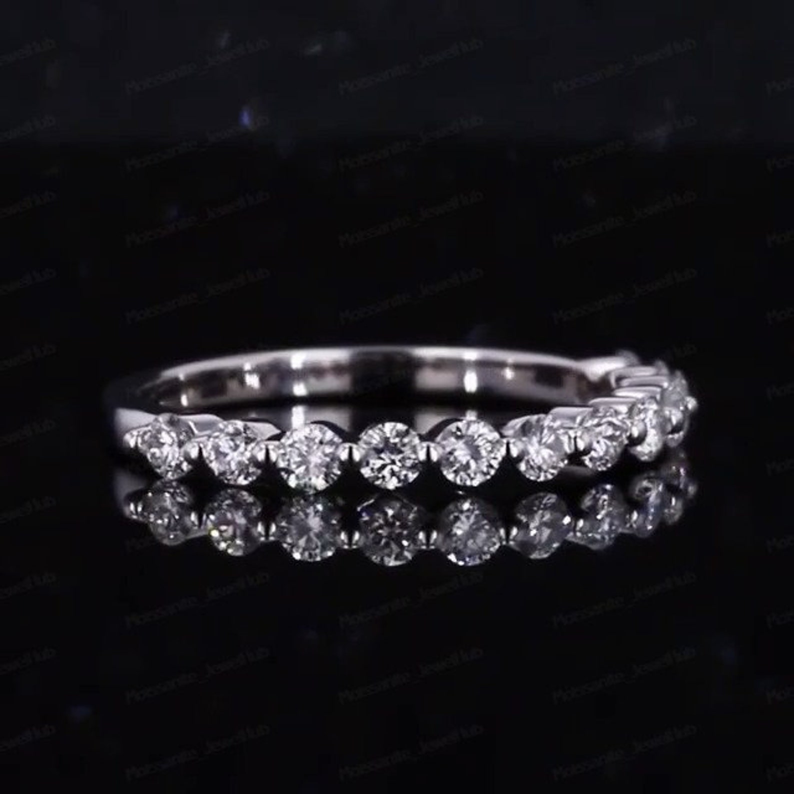 2.50 MM Round Cut Moissanite Eternity Band /Floating