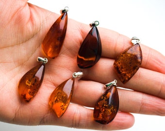 Baltic Amber Pendant & 925 Silver, Natural Amber Pendant,Genuine Baltic Amber Pendant, Amber Pendant,Healing Pendant, Gemstone Pendant