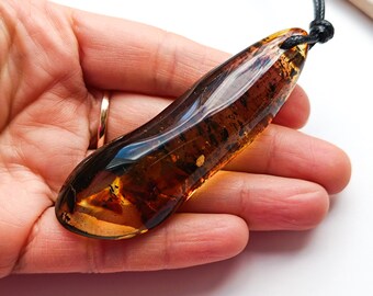 Stunning Large Natural Amber Pendant, Baltic Amber with Adjustable String, Unique Piece for Collectors, Amber for Anxiety and Healing,20g