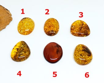 Cabochão de âmbar báltico natural com fundo plano, cabochões de âmbar báltico genuínos para fabricação de joias, pedras preciosas de forma livre, âmbar para cura