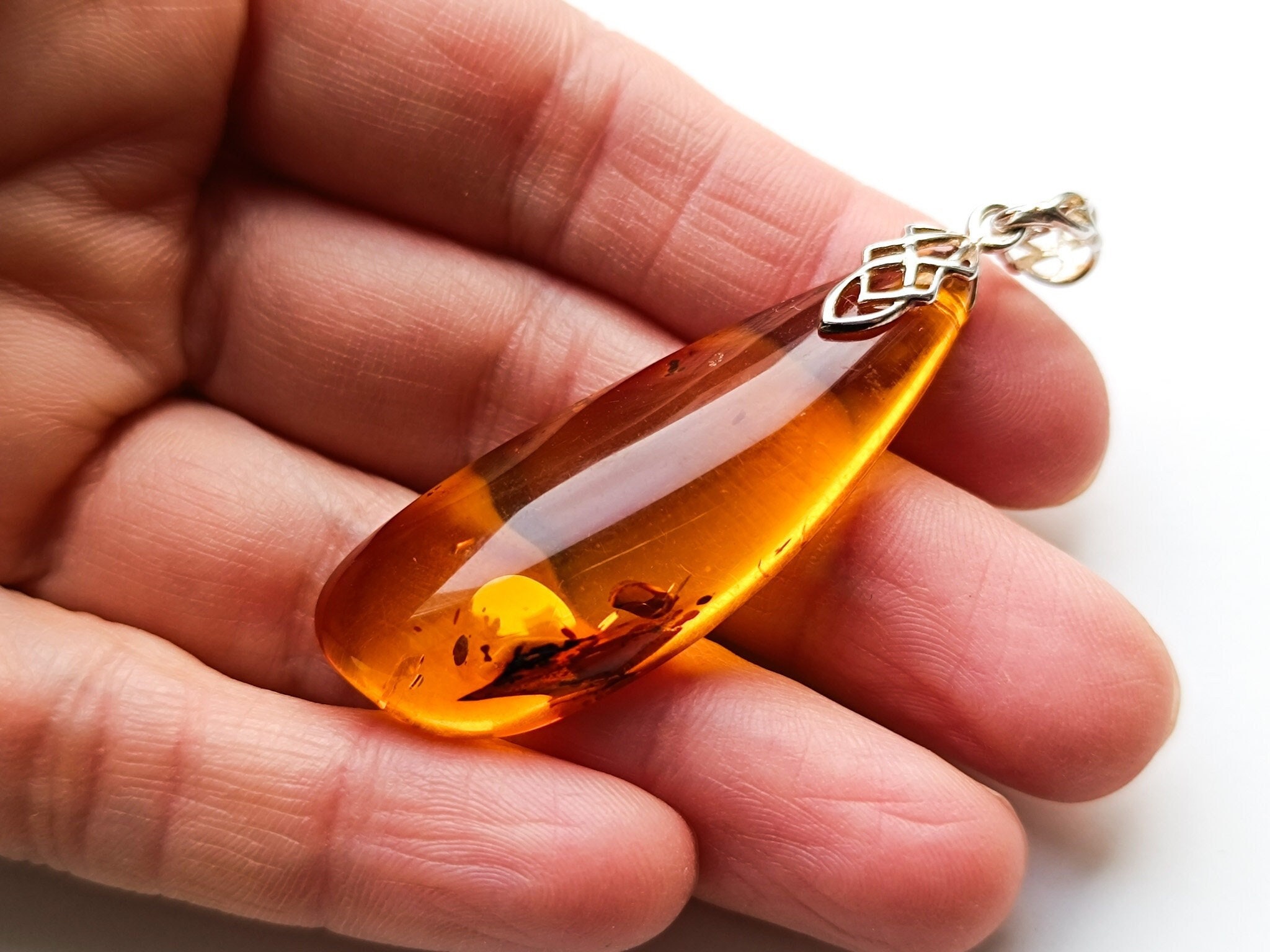 Amber crystal deals pendant