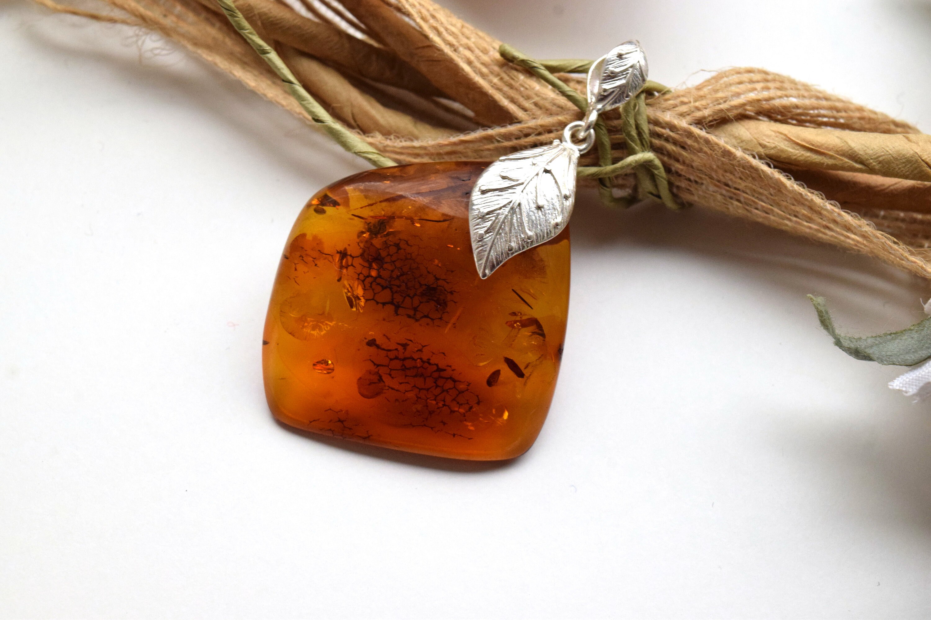 Large Amber Pendant With 925 Silver Baltic Amber Pendant - Etsy