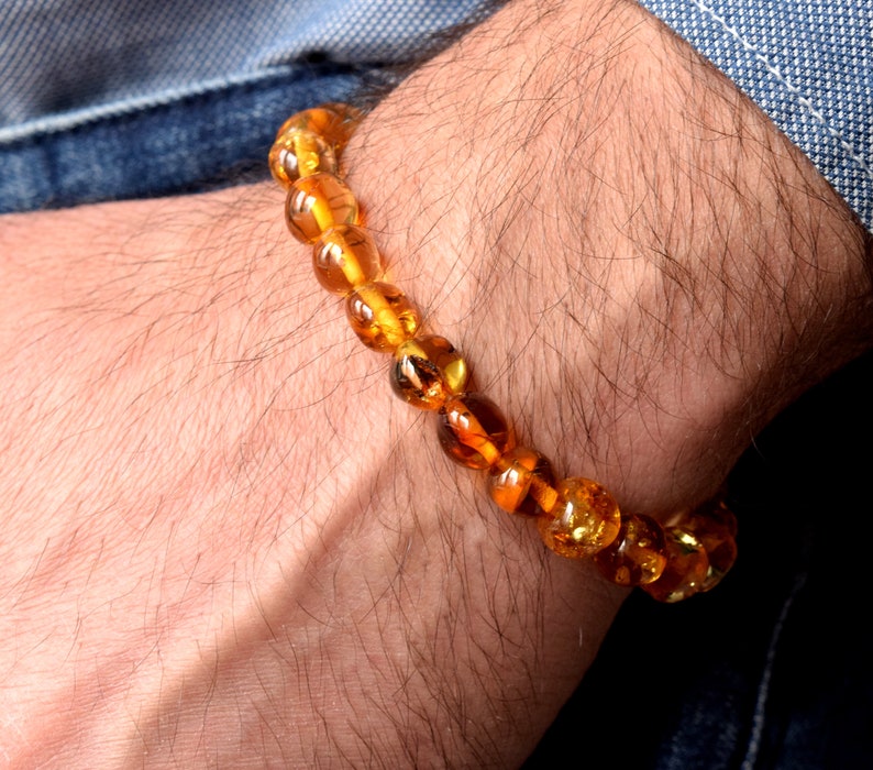 Men Amber BraceletCognac Color Baltic Amber BraceletGenuine image 0
