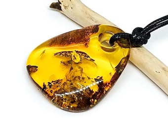 Adjustable Natural Baltic Amber Pendant, Amber Pendant, Unisex Amber Pendant, Protection Pendant, Birthstone Healing Amber