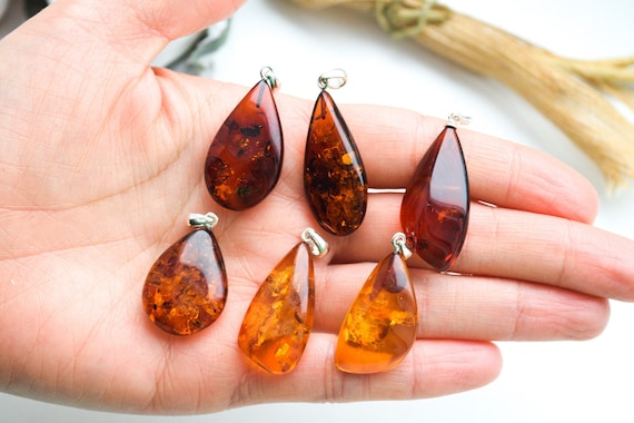 Natural Baltic Amber Pendant 925 Silver Genuine Amber healing