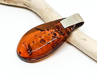 Large Baltic Amber Pendant & 925 Silver,Natural Amber Pendant,Genuine Baltic Amber Pendant, Amber Jewelry, Healing Pendant, Gemstone Pendant