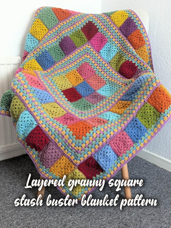 Crochet Granny Square Blanket Pattern, UK Terms (PDF Pattern)
