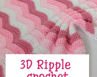 3D Ripple Crochet Blanket Pattern: Beginner Friendly (PDF Pattern)