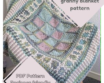 Haakpatroon vintage weide oma deken, cottagecore bloemendeken (pdf-patroon)