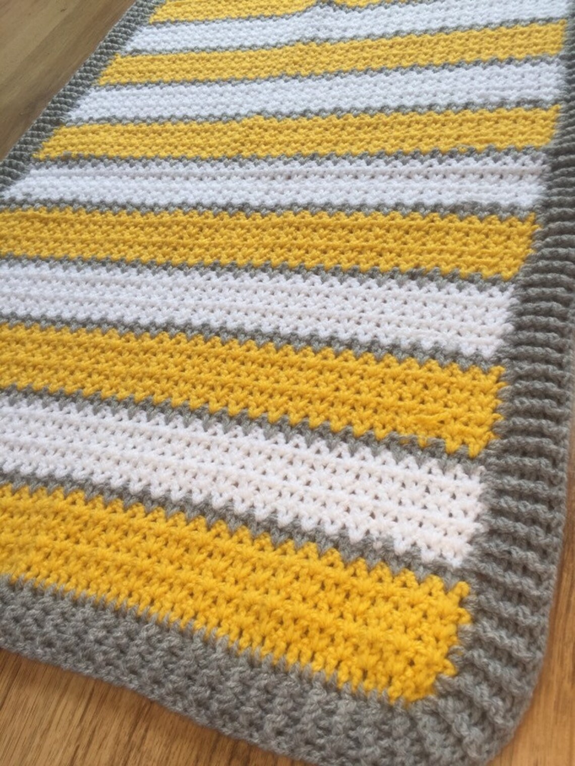 Crochet Blanket Mustard Grey Yellow Etsy