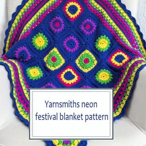 Granny Square Crochet Blanket Pattern: Neon Festival Design (PDF Download)