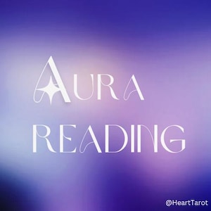 May include: A white graphic on a purple background with the text "Aura Reading" and the social media handle "@HeartTarot".