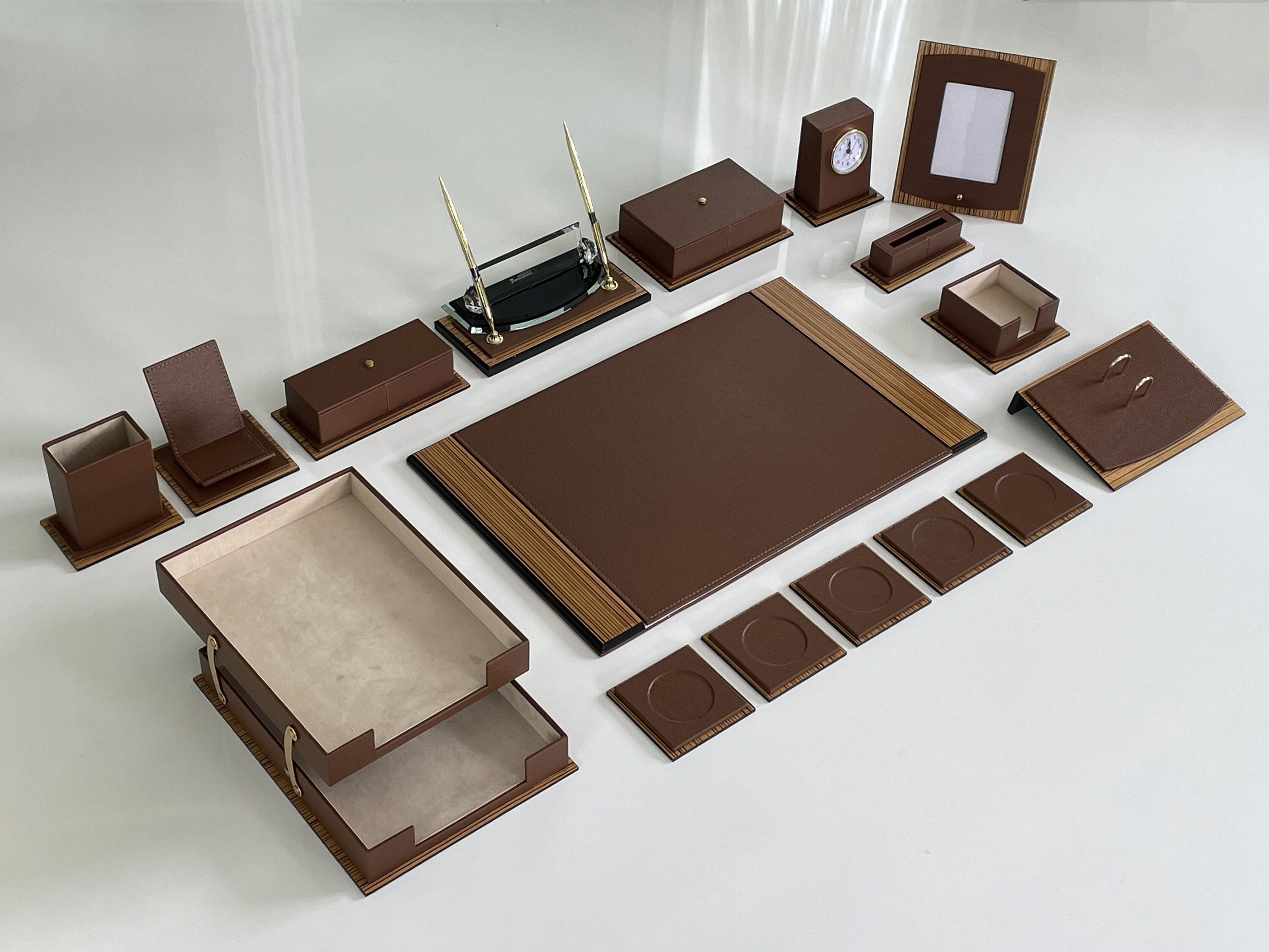 Leather Deskset / Luxury Leather Tan Desk Set/ Leather Desk Etsy UK