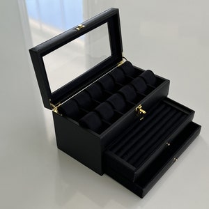 Black Luxury Leather Velvet Jewelry Box & Ring Box