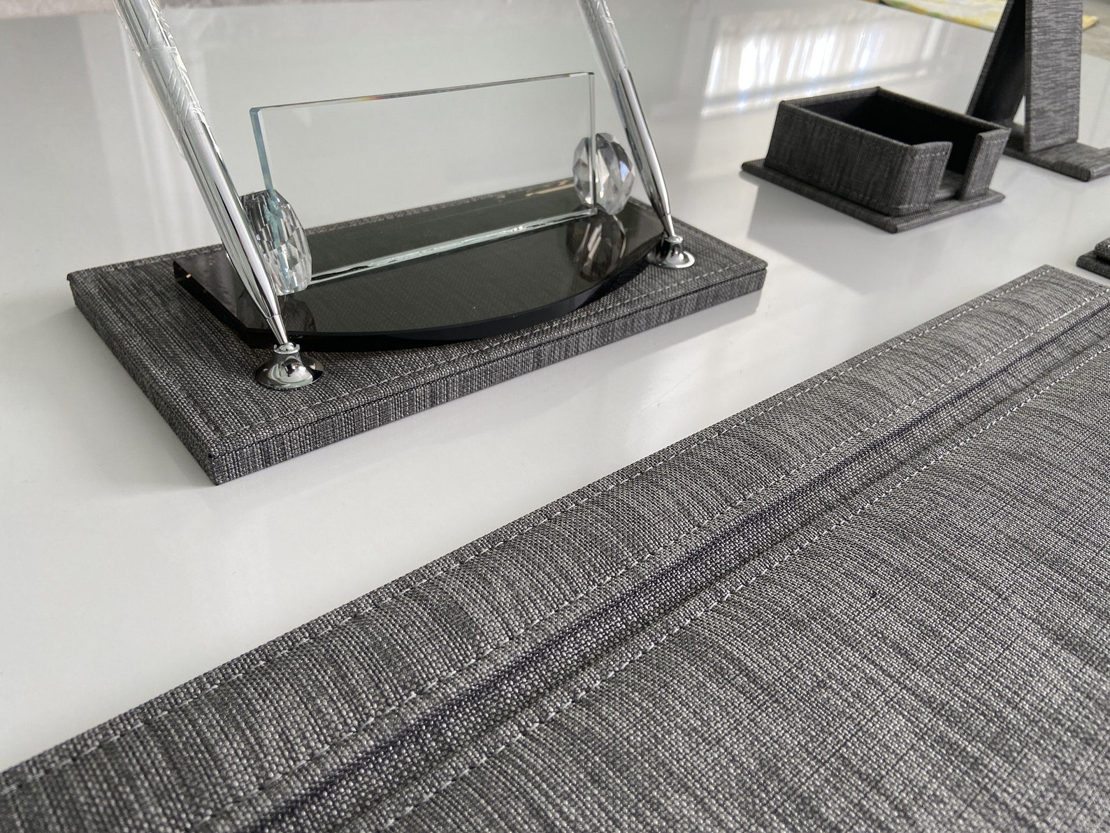 Gray Fabric Desk Luxury Office Set Office Supplies Set Etsy