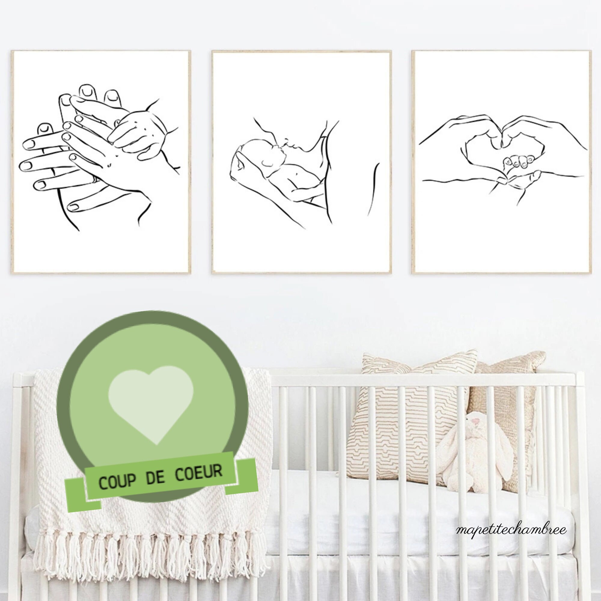 Décoration Chambre Enfant - Affiches Murales Minimalistes, Toile Décorative en Noir et Blanc, Dessin