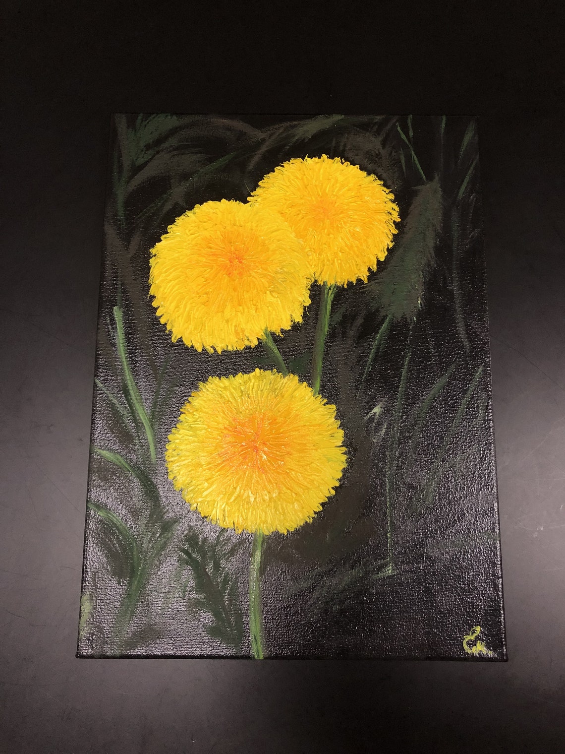 Dandelions Yellow Flowers Dandelion Painting Wildflowers Original Art