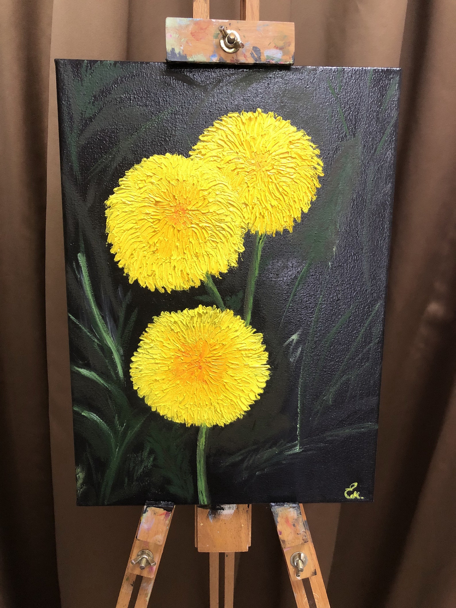 Dandelions Yellow Flowers Dandelion Painting Wildflowers Original Art