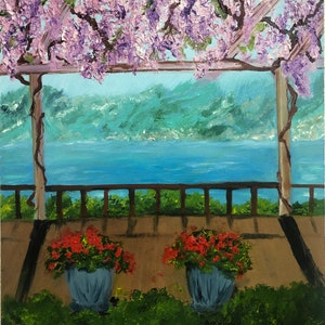 The Lake Como Painting Italy Varenna Bellagio Landscape painting painting gift art for living room