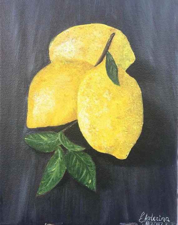 Lemons Realistic Citrus Wall Decor Impasto Yellow Lemons Etsy UK