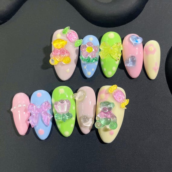Cute Dopamine Lollipop Nails Set Cute Dopamine Lollipop Nails Set