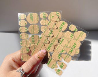 Polymer Jelly Glue, 24 Pieces Of Ultra-Thin Kraft Paper Double-Sided Adhesive Nail Stickers, False Nail Pasting Tool, Press On Nails
