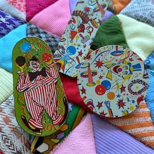 Lot/3 Vintage Tin Litho Clown Party Noisemakers