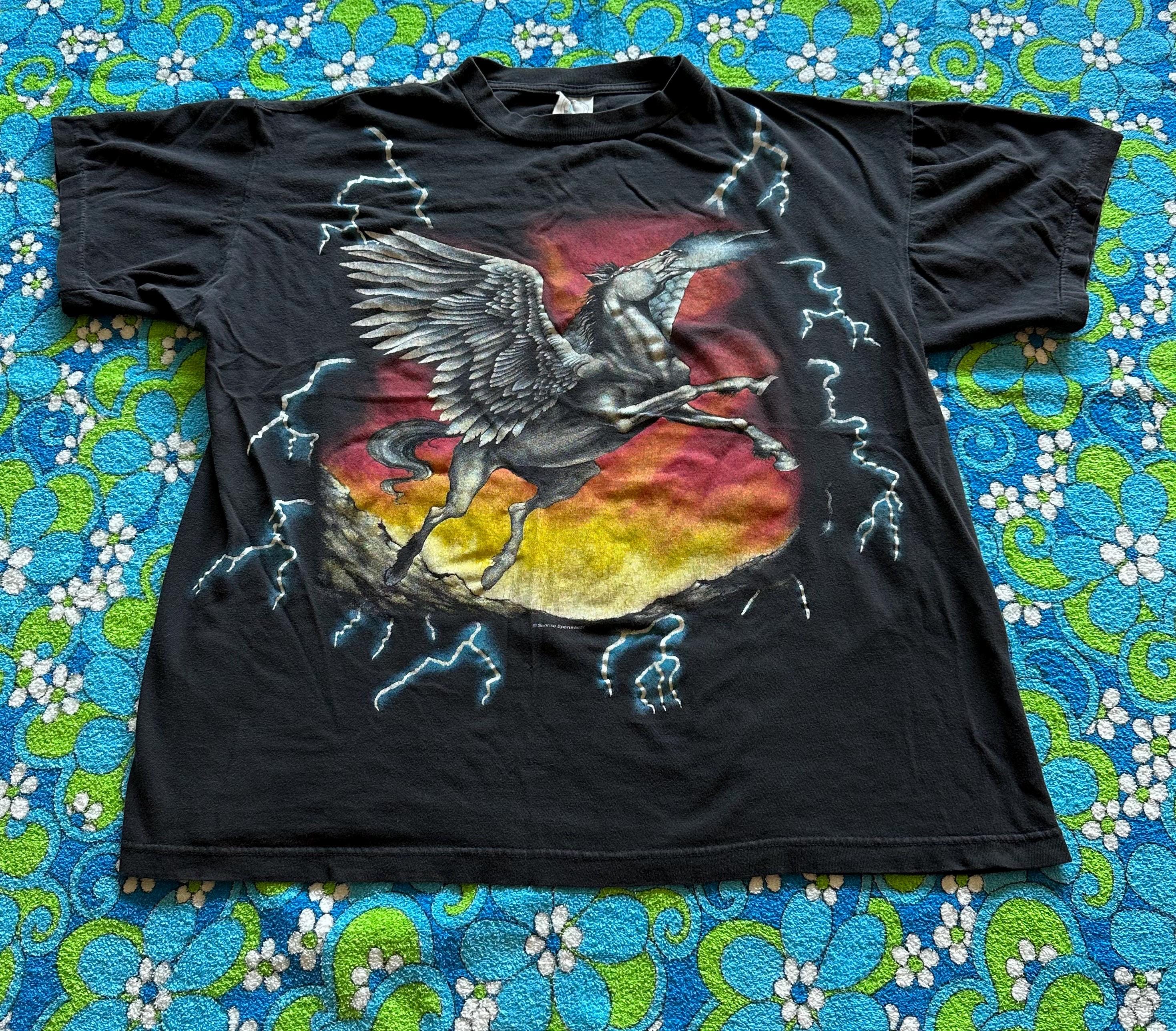Vintage 90s American Thunder Pegasus Lightning AOP All Over Print 